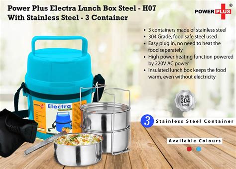 electra lunch box steel|H07 – Power Plus Electra Lunch Box Steel – 3 Container.